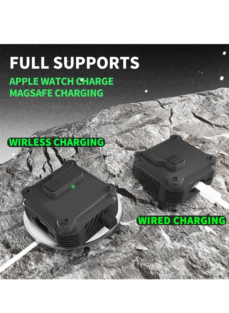 أنيوغرو تناسب الرجال والنساء airpods 4 كم واقية ، تنطبق على الجيل الرابع من airpods 2024 كم واقية التلقائي قفل قفل أمان غطاء التبديل ، مع تنظيف كيت و السلسلة الرئيسية في الجزء الأمامي من الصمام مرئية سوداء - Image 4