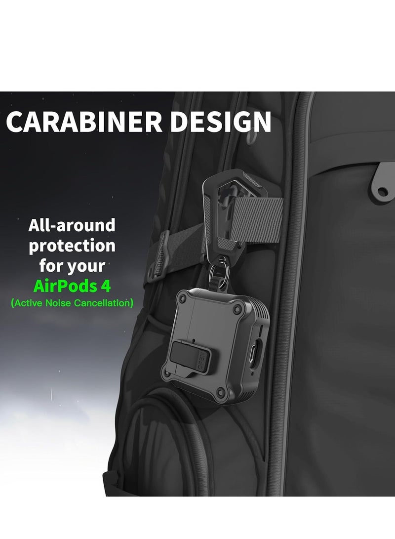 أنيوغرو تناسب الرجال والنساء airpods 4 كم واقية ، تنطبق على الجيل الرابع من airpods 2024 كم واقية التلقائي قفل قفل أمان غطاء التبديل ، مع تنظيف كيت و السلسلة الرئيسية في الجزء الأمامي من الصمام مرئية سوداء - Image 5