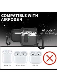 Compatible with AirPods 4 Case Cover for Women and Men, Automatic Snap Switch Security Locking Cover for Airpods 4th Generation 2024 Cases with Cleaner Kit and Keychain Front LED Visible Black - pzsku/Z5482A56E48C0F7D1AD1AZ/45/_/1731170958/5eb87f32-b324-4161-926d-6e234ea5ff7f