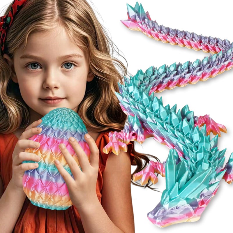 Olee Odee Large Dragon Eggs with Dragon Inside 3D Printed Surprise Funny Gifts for Kids Articulated Dragon Fidget Toys for Adults Executive Desk Toys Office Room Dcor Pastel Rainbow - Image 3