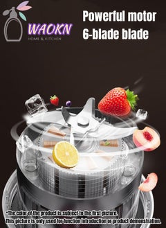 WAOKN Portable Fruit Blender Personal Juice Cup for Smoothies Wireless Rechargeable Mixer For Travel Sports Office School Juice Cup Powerful Blades Cordless Juicer For All Kinds Of Fruits  - Image 2