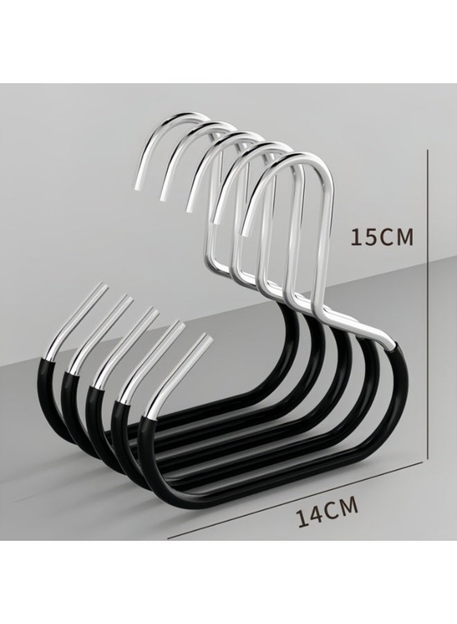 عبوة من 10 علاقات معدنية متعددة الاستخدامات مع طلاء PVC للقبعات والأوشحة وربطات العنق - أسود - Image 3
