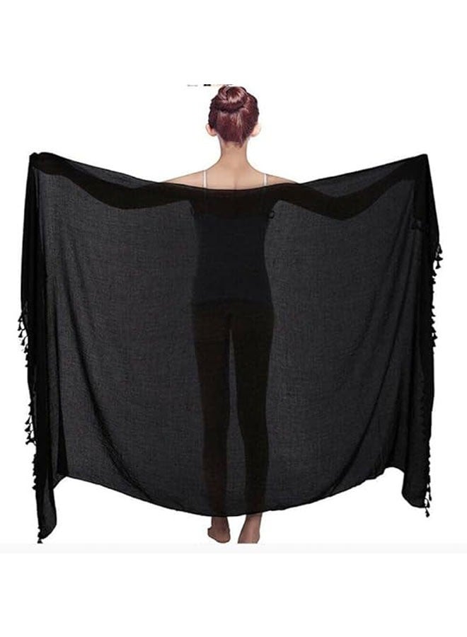 وهاواي Long Sarong Cover Up Womens with Tassel Beach Cover Up Bikini Bathing Suit Swimsuit Scarf Swimwear Coverup Sarong Pareo Wraps for Women Girl  - Image 4