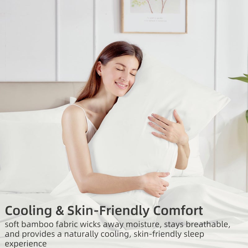 GOKOTTA Envelope Pillow Cases Queen Size 2 Pack, 100% Rayon Made from Bamboo Cooling Pillowcases Soft and Silky for Hair and Face (20"*30") - Image 3