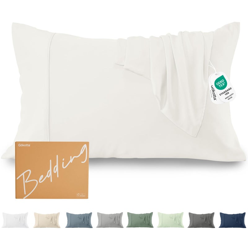 GOKOTTA Envelope Pillow Cases Queen Size 2 Pack, 100% Rayon Made from Bamboo Cooling Pillowcases Soft and Silky for Hair and Face (20"*30") - Image 1