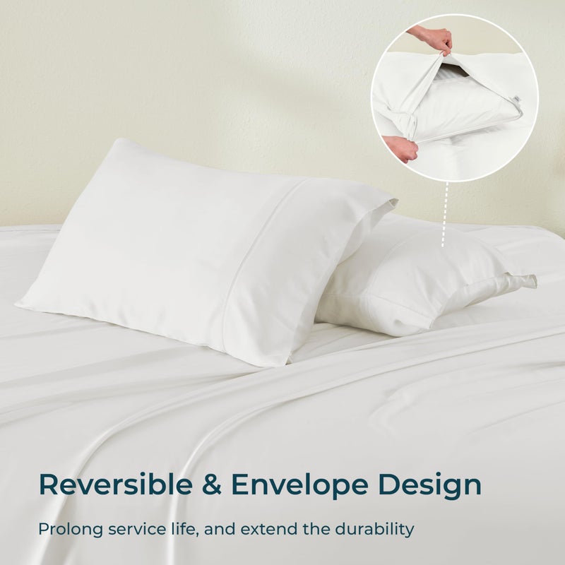 GOKOTTA Envelope Pillow Cases Queen Size 2 Pack, 100% Rayon Made from Bamboo Cooling Pillowcases Soft and Silky for Hair and Face (20"*30") - Image 2