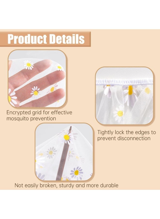 Mosquito Net for Stroller Pram Net for Baby Portable Stroller Netting Cover Perfect Bug Net for Strollers, Bassinets, Mini Crib,Cradles and Playards (White Daisy) - Image 3