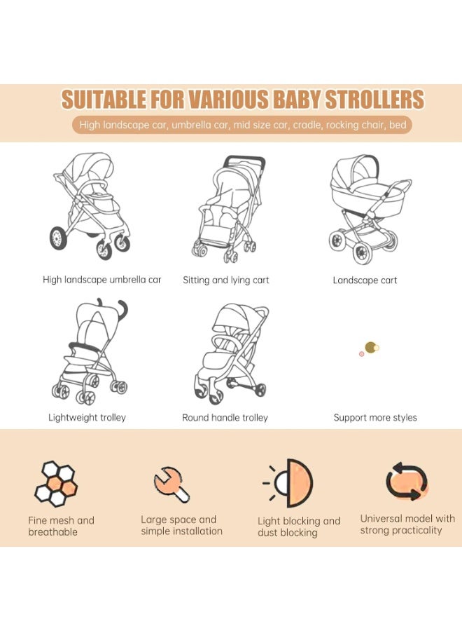 Mosquito Net for Stroller Pram Net for Baby Portable Stroller Netting Cover Perfect Bug Net for Strollers, Bassinets, Mini Crib,Cradles and Playards (White Daisy) - Image 5