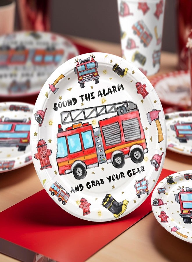 HaPiBiDesign Firetruck Birthday Party Decorations, Watercolor Fire truck Birthday Party Favors,Fireman Party Supplies, Firetruck Theme Birthday Party Tableware - Image 4