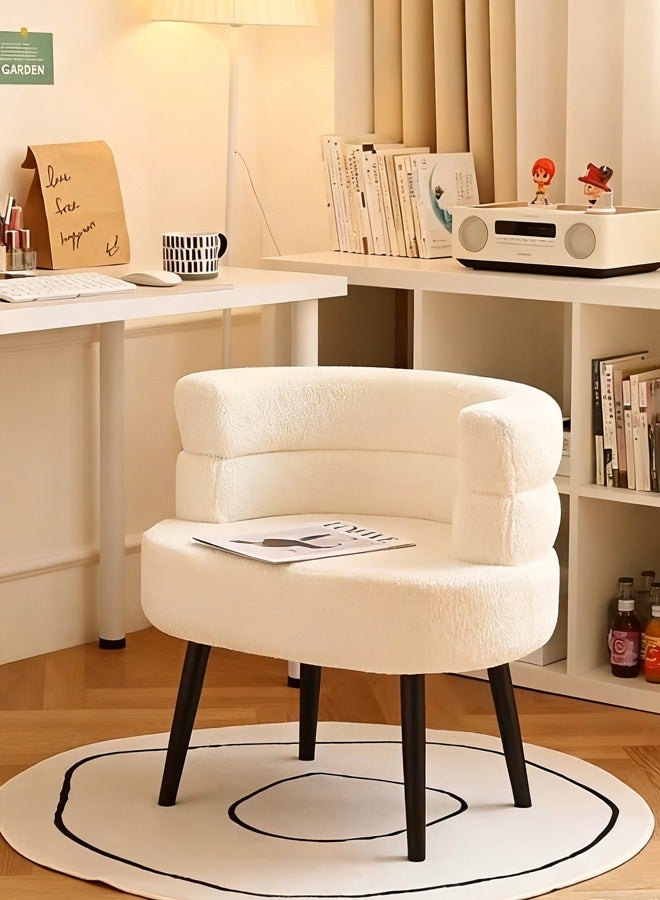 TELANPU Bouclé Fabric Vanity Chair – Elegant Modern Dressing Chair with Soft Upholstery & Sturdy Frame, White” - Image 2