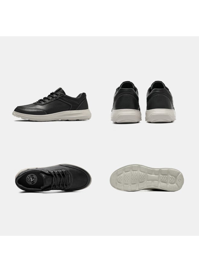 Mellen Shock-absorbing Lightweight Durable Casual Sneakers, British Style Versatile Genuine Leather Shoes Ms767573 Black Size 44 - Image 3