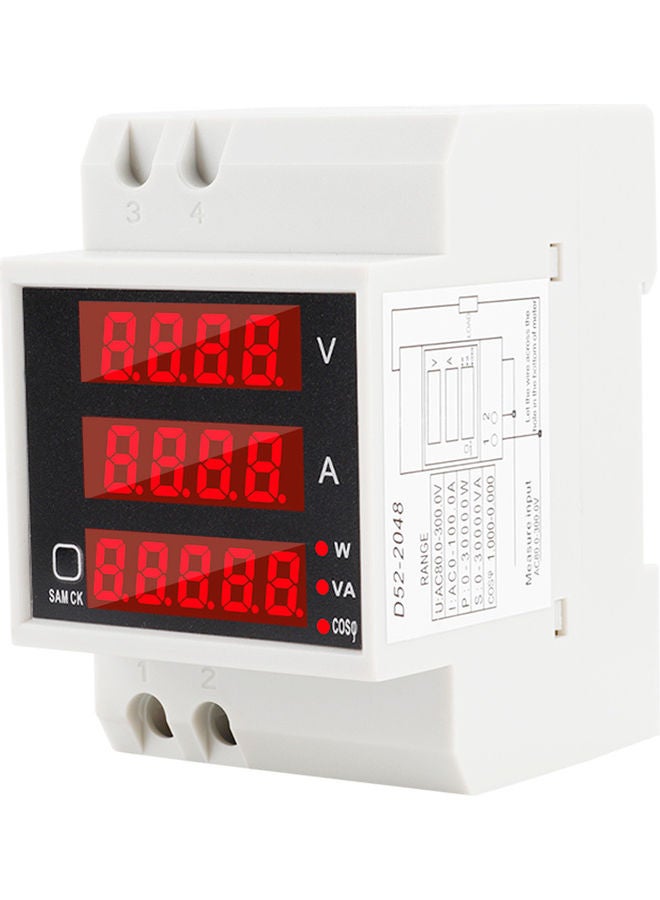 مقياس تيار كهربائي رقمي متعدد الوظائف أبيض/ أسود - Image 1