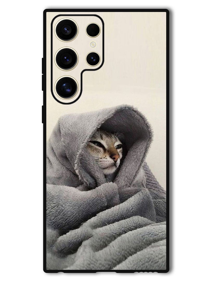 Theodor Protective Case Anti Scratch Shock Proof Bumper Cover For Samsung Galaxy S24 Ultra Cat in Blanket - Image 1