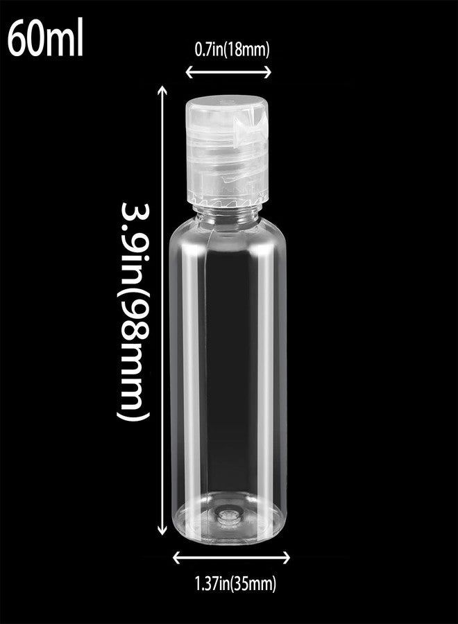 ZEONHAK 60 Pack 2oz Clear Plastic Empty Bottles with Flip Cap, Small Travel Bottle, Portable Refillable travel Size Containers for Shampoo, Lotion, Liquid Body Soap, Cream, Toner - Image 2