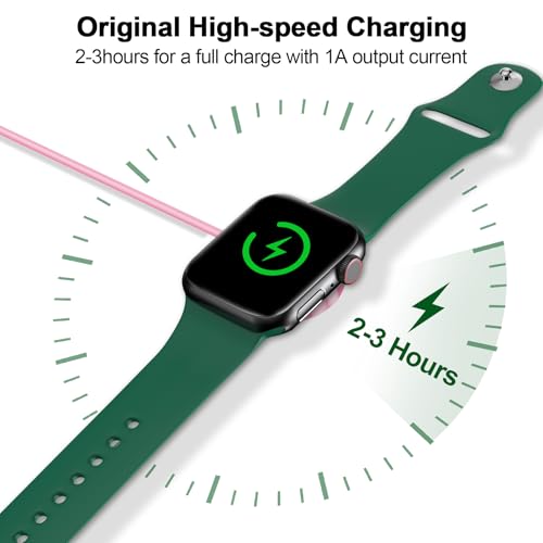 xiwxi 𝟐𝟎𝟐𝟔 𝐔𝐩𝐠𝐫𝐚𝐝𝐞𝐝 Magnetic Charging Cable for Apple Watch Charger,[USB C Port] Wireless Charging Cable Compatible with iWatch Series Ultra/10/9/8/7/6/SE/SE2/5/4/3/2[3.3FT/1M],Pink - Image 3