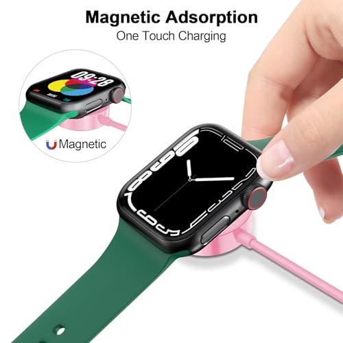 xiwxi 𝟐𝟎𝟐𝟔 𝐔𝐩𝐠𝐫𝐚𝐝𝐞𝐝 Magnetic Charging Cable for Apple Watch Charger,[USB C Port] Wireless Charging Cable Compatible with iWatch Series Ultra/10/9/8/7/6/SE/SE2/5/4/3/2[3.3FT/1M],Pink - Image 5