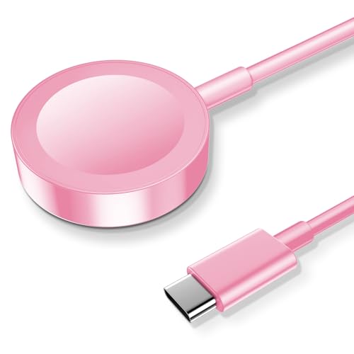xiwxi 𝟐𝟎𝟐𝟔 𝐔𝐩𝐠𝐫𝐚𝐝𝐞𝐝 Magnetic Charging Cable for Apple Watch Charger,[USB C Port] Wireless Charging Cable Compatible with iWatch Series Ultra/10/9/8/7/6/SE/SE2/5/4/3/2[3.3FT/1M],Pink - Image 1
