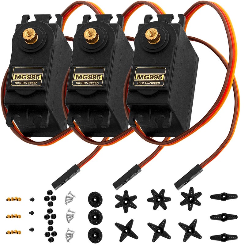 AZDelivery محرك سيرفو ميكرو ديجيتال AZDelivery 3X MG995 لطائرات الهليكوبتر الروبوتية المتوافقة مع أردوينو و Raspberry Pi بما في ذلك كتاب إلكتروني - Image 1