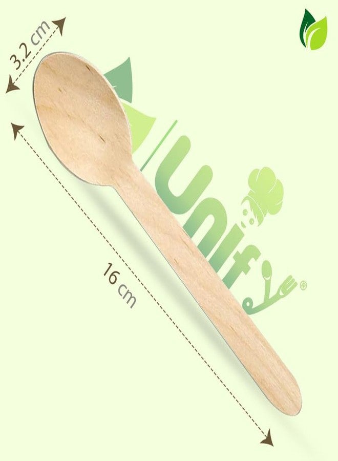 UNIFY EcoHomes 160mm, 100 Pack Disposable Spoons Set | Wooden Cutlery Ideal for Birthday, Wedding & Party | Eco- Friendly, Biodegradable, Compostable Cutlery - Image 2