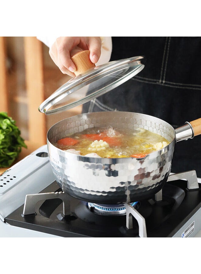 All-round Quanshi Hammered Stainless Steel 20cm Non-stick Milk Pot Stove Universal Single-person Cooking Noodle Soup Pot Baby Food Pot With Lid - Image 4