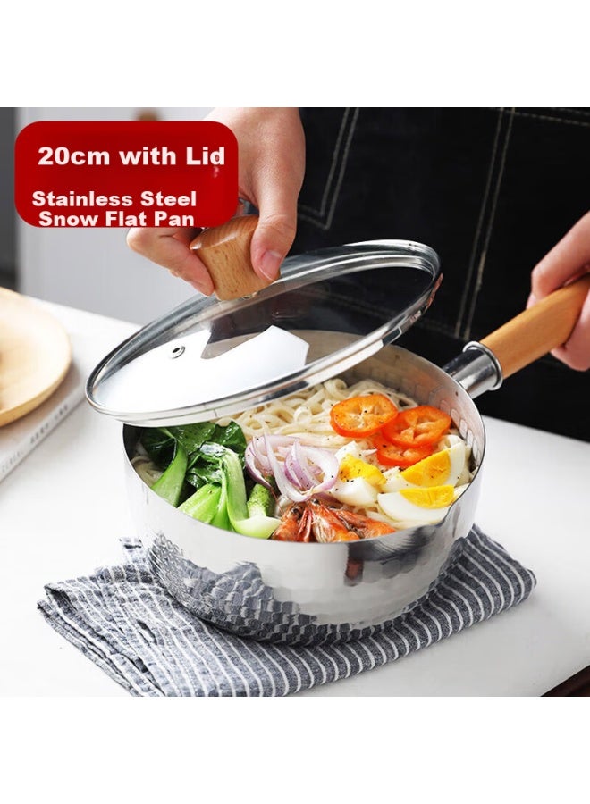 All-round Quanshi Hammered Stainless Steel 20cm Non-stick Milk Pot Stove Universal Single-person Cooking Noodle Soup Pot Baby Food Pot With Lid - Image 1