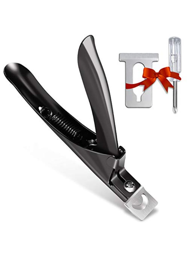 BELLEBOOST Nail Tip Clipper Edge Cutter Adjustable Stainless Steel False Artificial Acrylic Fake Trimmer Manicure Pedicure Sharp Rustproof Blade Clip Tool for Salon Home ArtBeauty Design DIY Use Black - Image 1