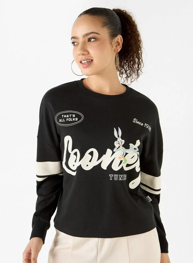 Looney Tunes Print Sweatshirt with Long Sleeves
