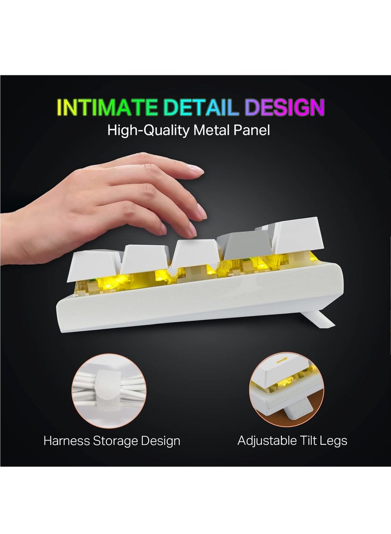 E-YOOSO Z-11 60% Mechanical Gaming Keyboard,Blue Switch 61 Keys Wired Compact Keyboard,Yellow Backlit and Metal Panel for Windows,Mac OS-White Grey - Image 5