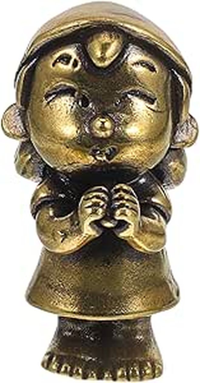 Brass Praying Girl Cabinet Pull Knob Vintage Decorative Drawer Handle - Image 1