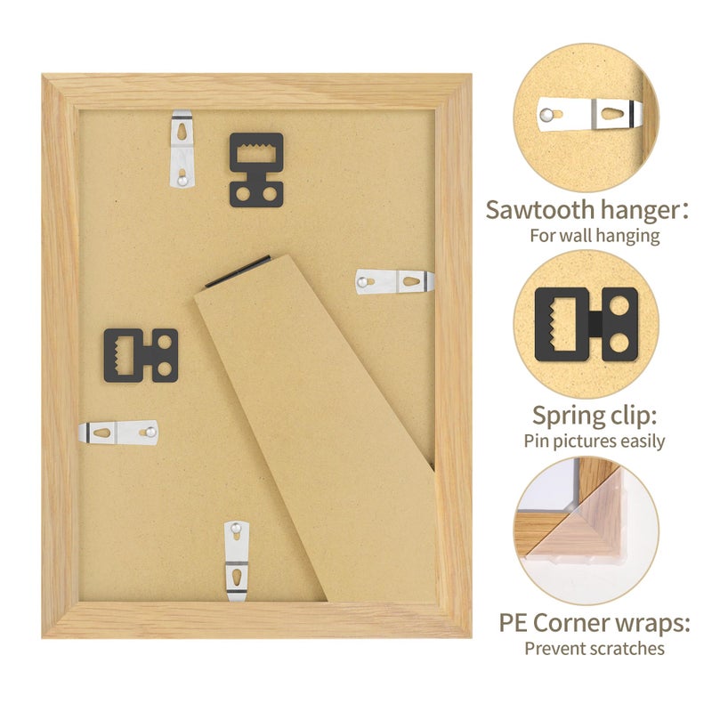 YESKAY 5x7 Picture Frame - 5 x 7 Photo Frame Made of Solid Oak Wood and Real Glass Display Picture 4x6 with Mat or 5x7 Without Mat 5 by 7 Frames for Wall & Tabletop(Color Natural Oak) - Image 2
