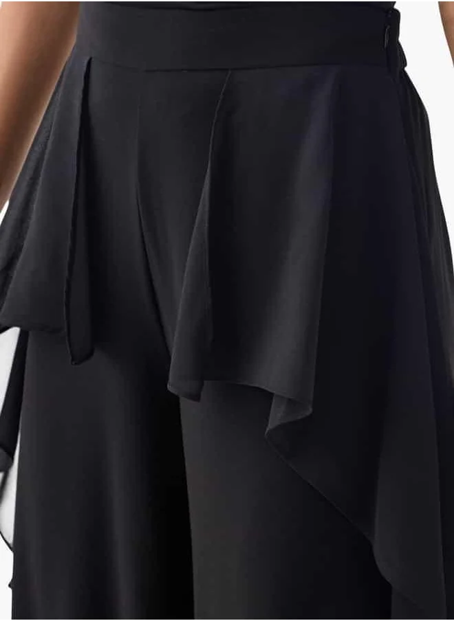 2Xtremz 2Xtremz Wide Leg Pants with Elasticated Waistband and Overlay Detail