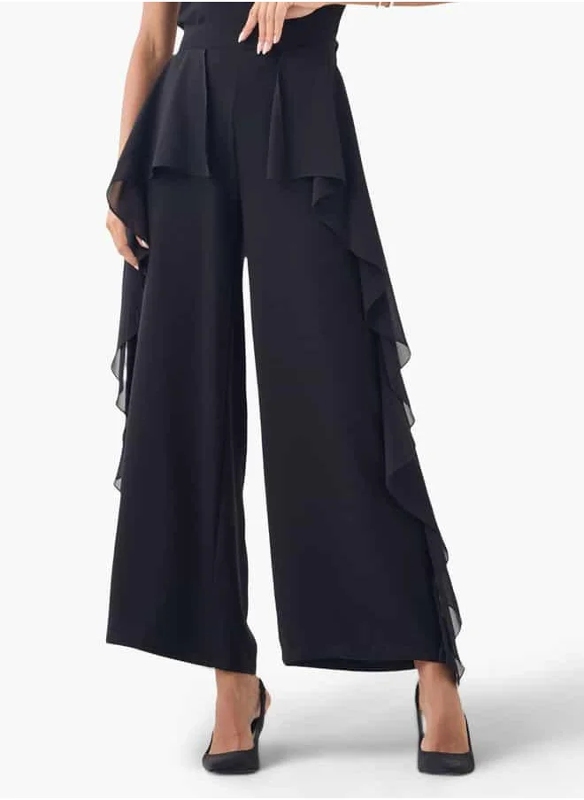 2Xtremz 2Xtremz Wide Leg Pants with Elasticated Waistband and Overlay Detail