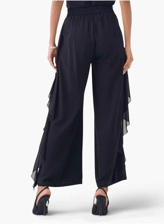 2Xtremz 2Xtremz Wide Leg Pants with Elasticated Waistband and Overlay Detail