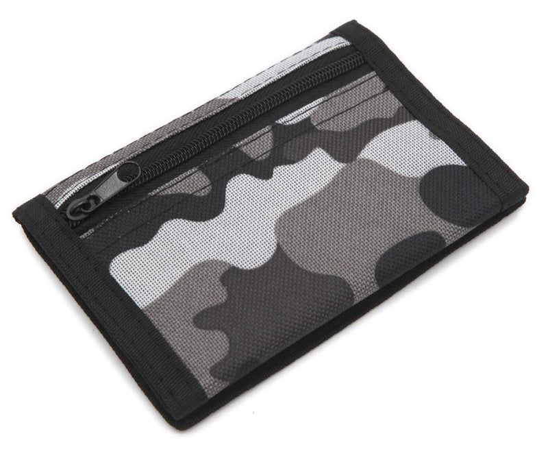 AI-DEE RFID Trifold Canvas Outdoor Sports Wallet for Kids - Front Pocket Wallet with Magic Sticker (Gray) - Image 5