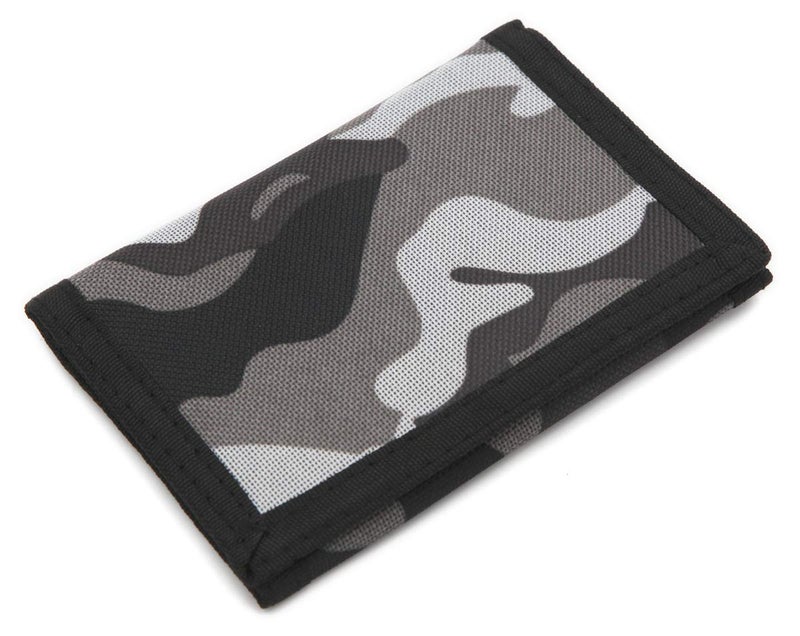 AI-DEE RFID Trifold Canvas Outdoor Sports Wallet for Kids - Front Pocket Wallet with Magic Sticker (Gray) - Image 1