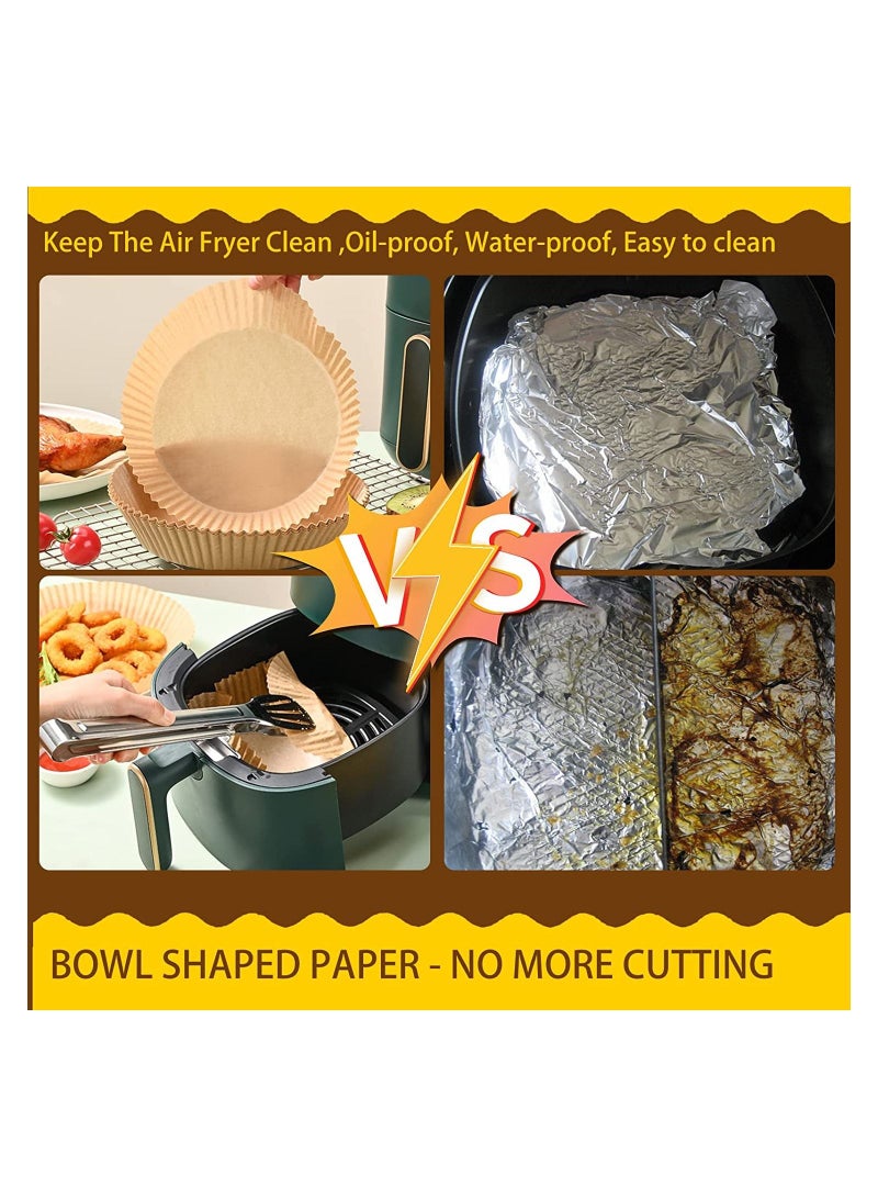 100-Pieces Disposable Paper Plate, Non-Stick Multiuse for Frying, Round Parchment Paper, Air Fryer, Microwave, Oven, Baking Frying Pan Kitchen Accessories Brown Colour - Image 3