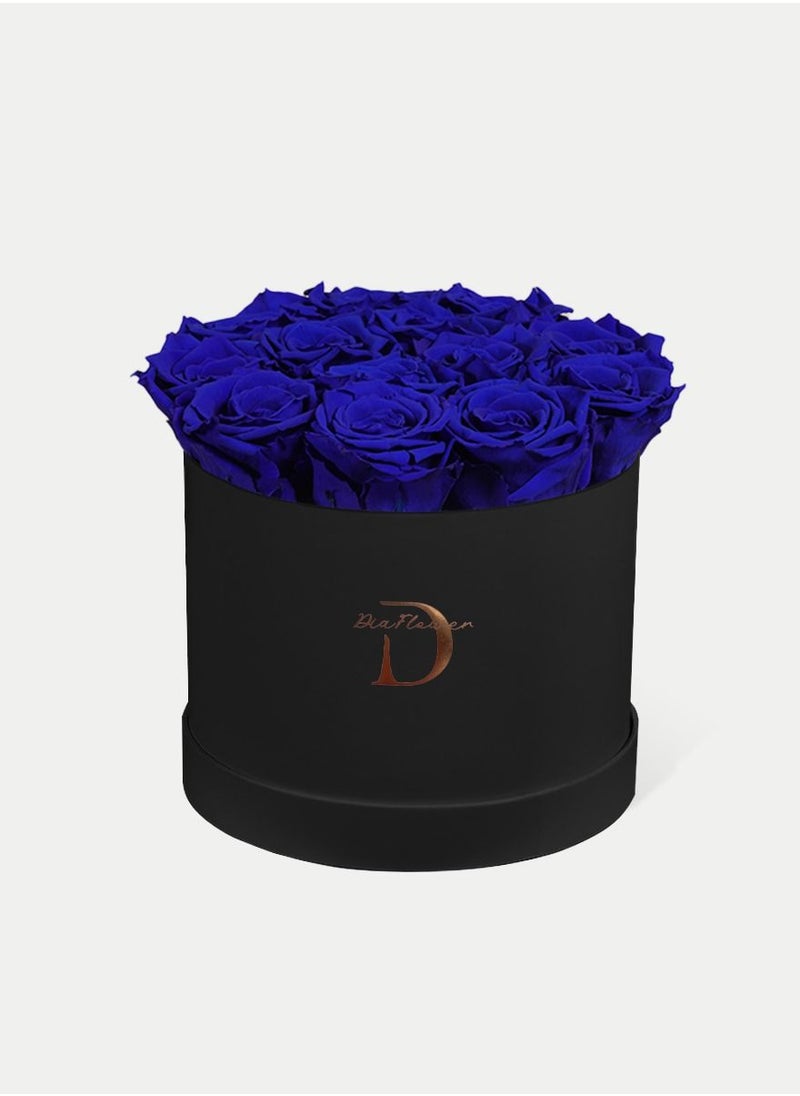 Dia FLOWER - Infinity Round Box, Shades Of Blue 14 ROSES MEDIUM - Image 1