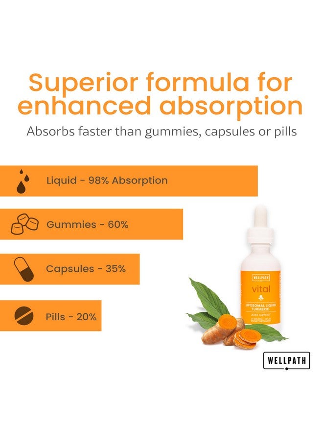 WellPath Liposomal Curcumin Supplement | Liquid Turmeric Drops with Black Pepper Extract | Enhanced Absorption | Non-GMO, Vegan, 2 oz - Image 4