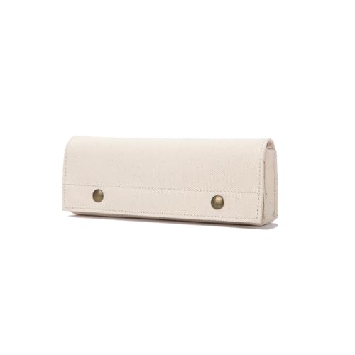 YONBEN Canvas Pencil Case Simple Multifunctional Clamshell Magnetic Buckle Stationery Box Pencil Bag Beige S - Image 1