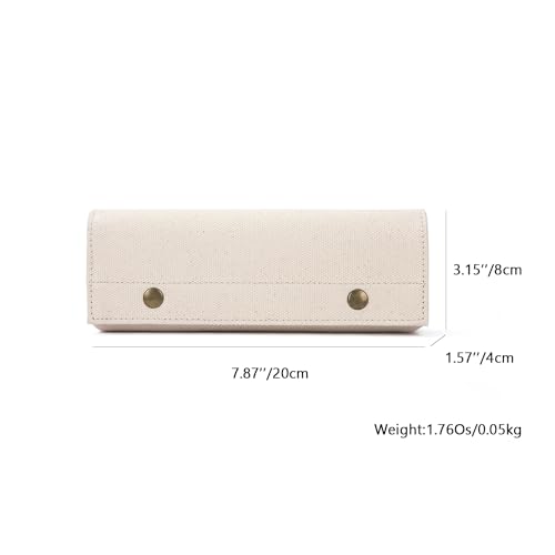 YONBEN Canvas Pencil Case Simple Multifunctional Clamshell Magnetic Buckle Stationery Box Pencil Bag Beige S - Image 3