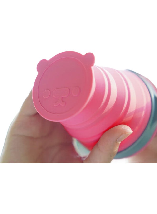 M Square Portable Folding Silicone Cup Bowl Picnic Camping Baby Food Grade Travel Outdoor Pink Medium Cup - Image 2