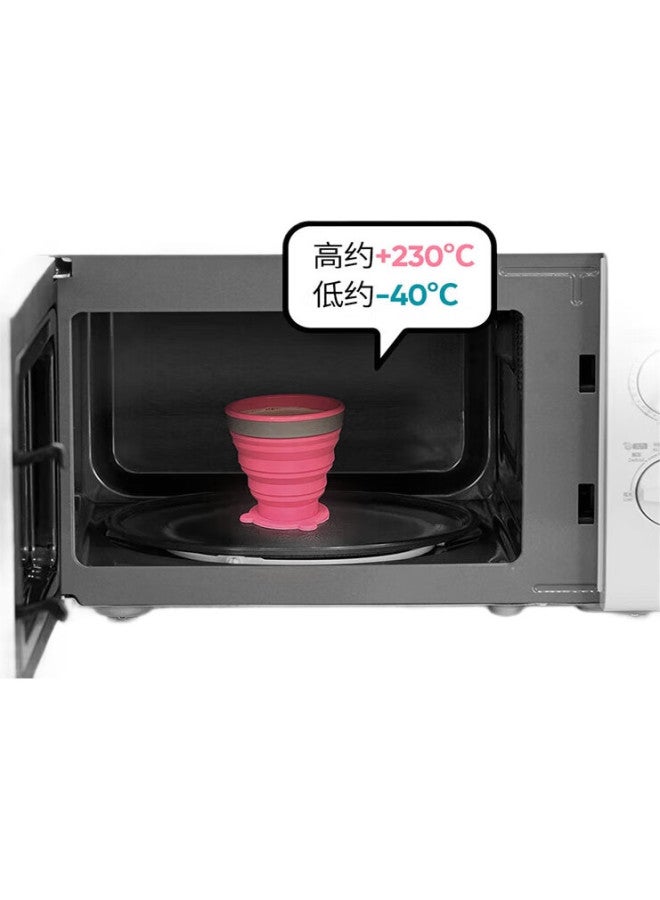 M Square Portable Folding Silicone Cup Bowl Picnic Camping Baby Food Grade Travel Outdoor Pink Medium Cup - Image 3