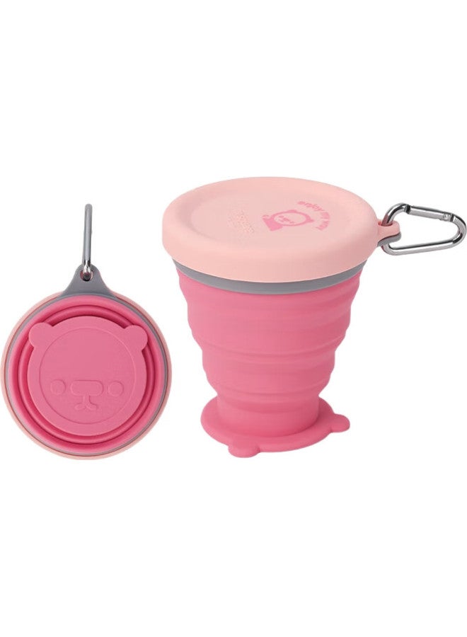 M Square Portable Folding Silicone Cup Bowl Picnic Camping Baby Food Grade Travel Outdoor Pink Medium Cup - Image 1