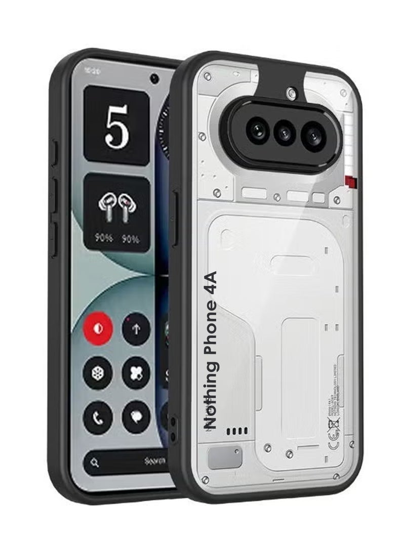 كيس جراب حماية خلفي لهاتف Nothing Phone 4A - غطاء سيليكون لهاتف Nothing Phone 4A، حماية للكاميرا والسقوط، غطاء خلفي رفيع واقٍ لهاتف Nothing Phone 4A - شفاف/أسود - Image 1
