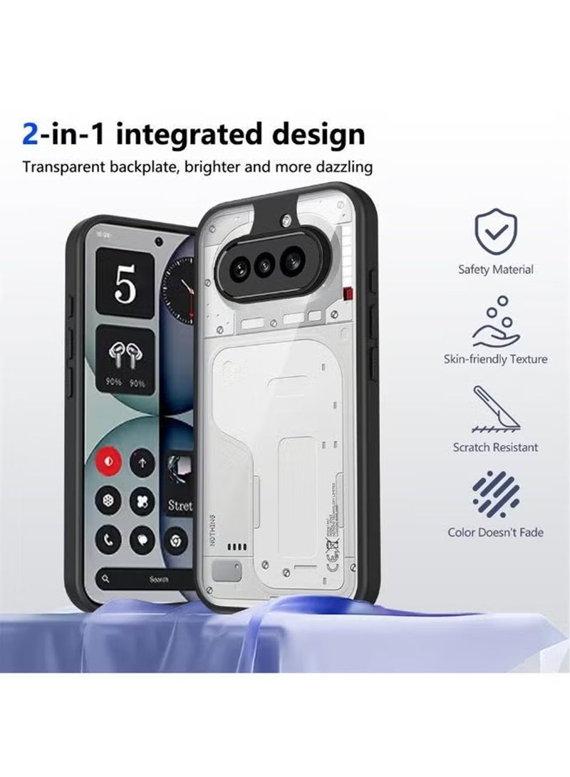 كيس جراب حماية خلفي لهاتف Nothing Phone 4A - غطاء سيليكون لهاتف Nothing Phone 4A، حماية للكاميرا والسقوط، غطاء خلفي رفيع واقٍ لهاتف Nothing Phone 4A - شفاف/أسود - Image 5