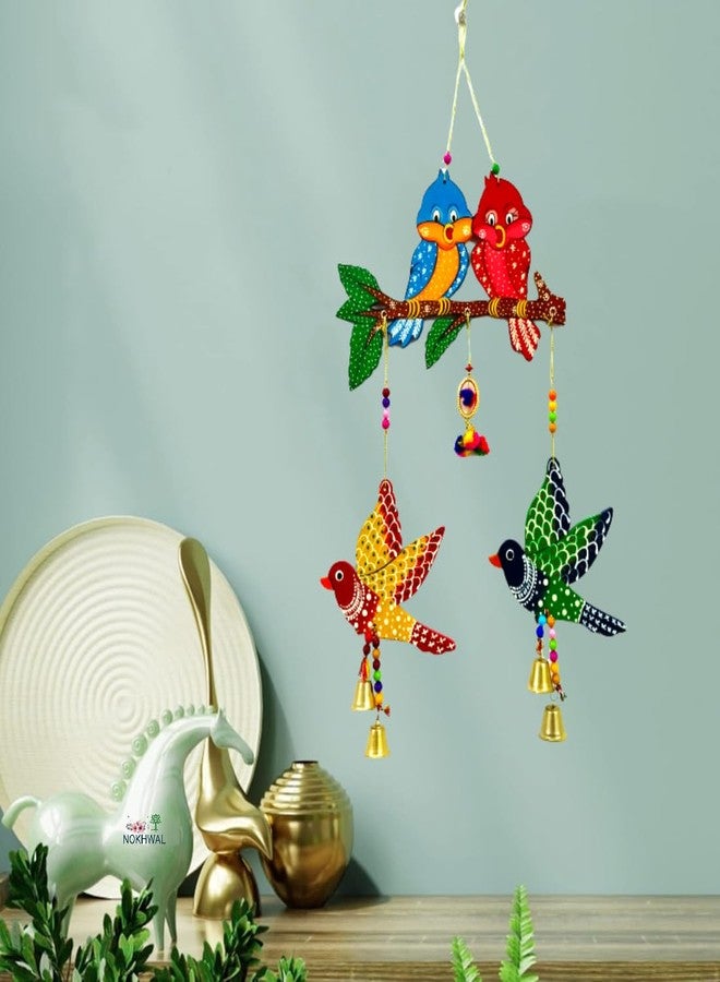 NOKHWAL Handmade Hanging Birds Main Door Garden Decorative Wall Hanging Hand Painted Birds for Balcony Decoration Hanging Decorative Items for Holl Room Wall Décor Decorative for Home - Image 3