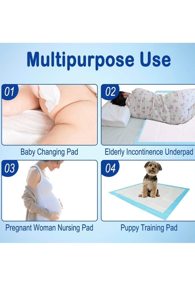 Gonice Disposable Underpads for Baby, 50 Pack(18×24 inch), Leak-Proof Breathable Incontinence Diaper Changing Pad, Heavy Absorbency, and Soft Cover for Bed (Blue) - Image 2