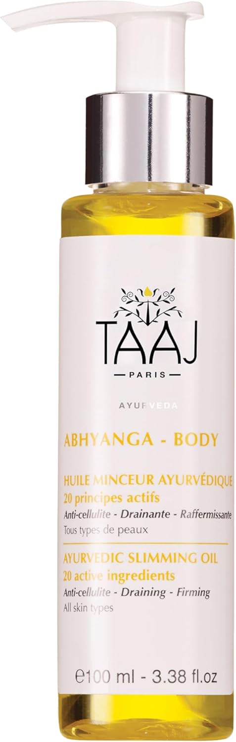 TAAJ Ayurvedic Slimming Oil ABHYANGA Anticellulite Firming and Draining Oil Firms and smoothes the skin Reduces the appearance of cellulite Deeply nourishes Vegan 100 ml
