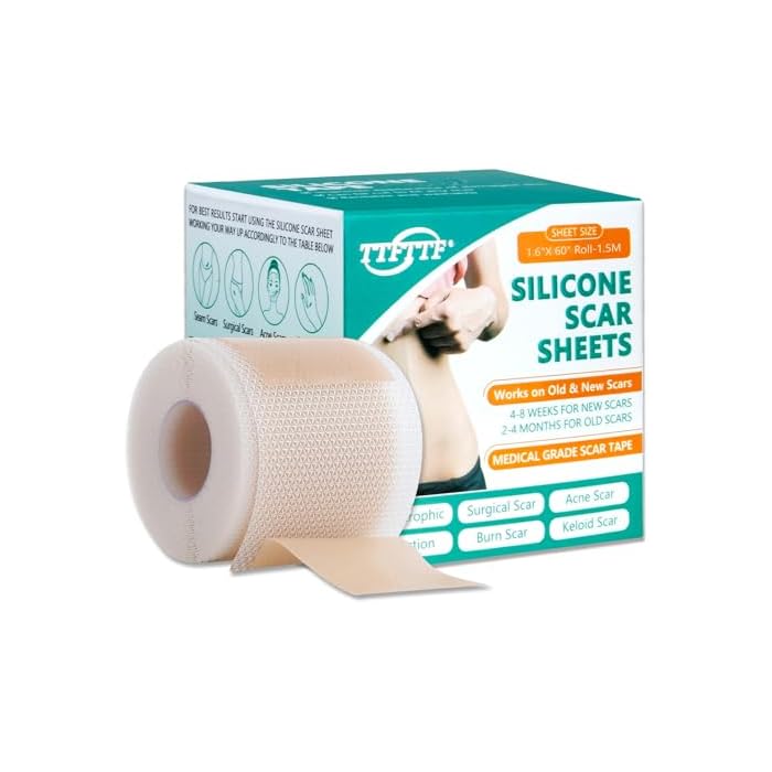 Silicone Scar Tape, Silicone Scar Sheets(1.6"X 60" Roll-1.5M), Silicone Scar Sheets for Face, Reusable Medical Grade Silicone Tape for Scars, C-Section, Keloid, Acne, Tummy Tuck, Surgical Scars, Light