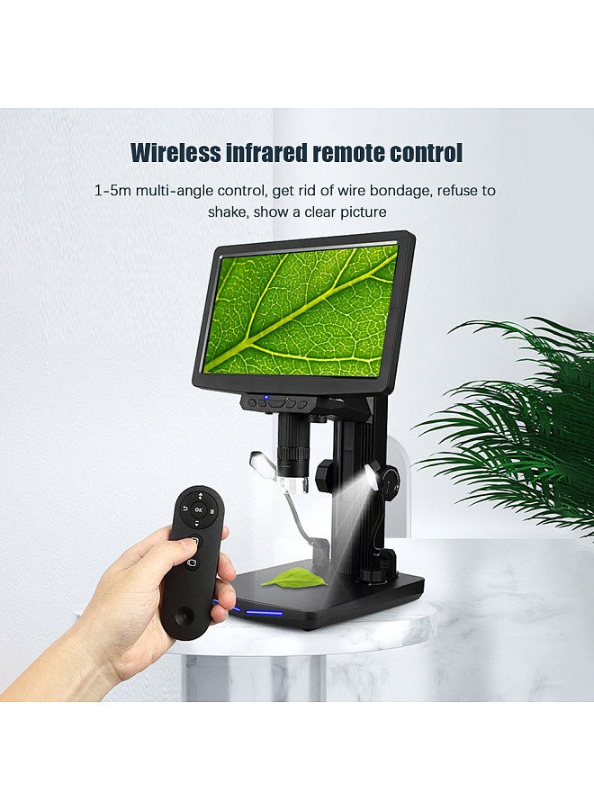 48MP USB Digital Microscope 1440P Lightness Adjustable 500X-1000X Zoom Rate Support 32G TF Card with 10.1-inch Large IPS Screen with Remote Control
